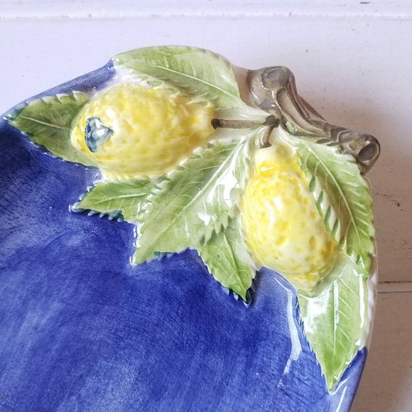 Bassano Ceramic 3D Olive Lemon Snacker Appetizer Serving Dish, Set of 2, Italy - Picture 5 of 14